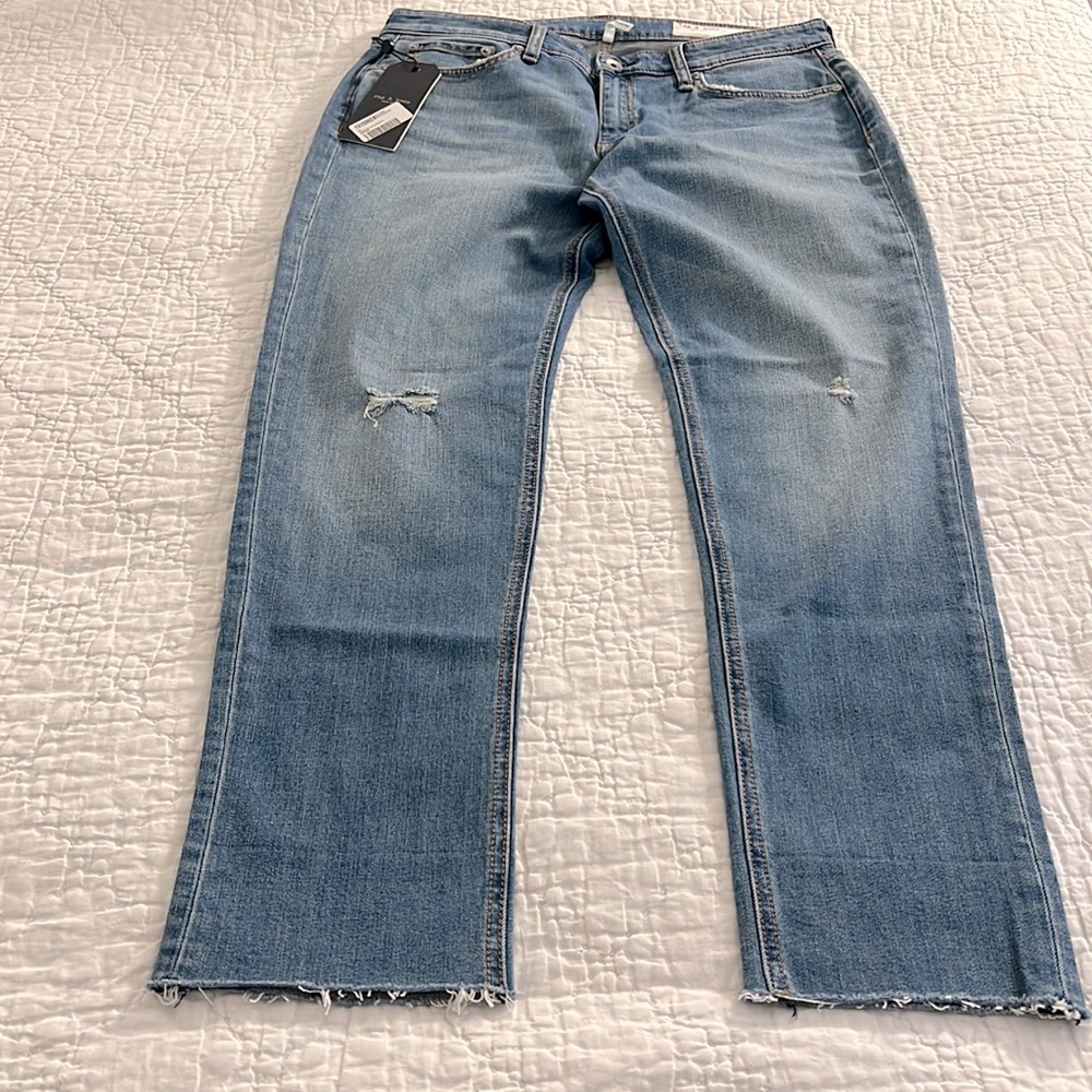 NWT Rag & Bone Dre Low-Rise Boyfriend Jeans in Mick Distressed Raw Hem - Picture 6 of 8